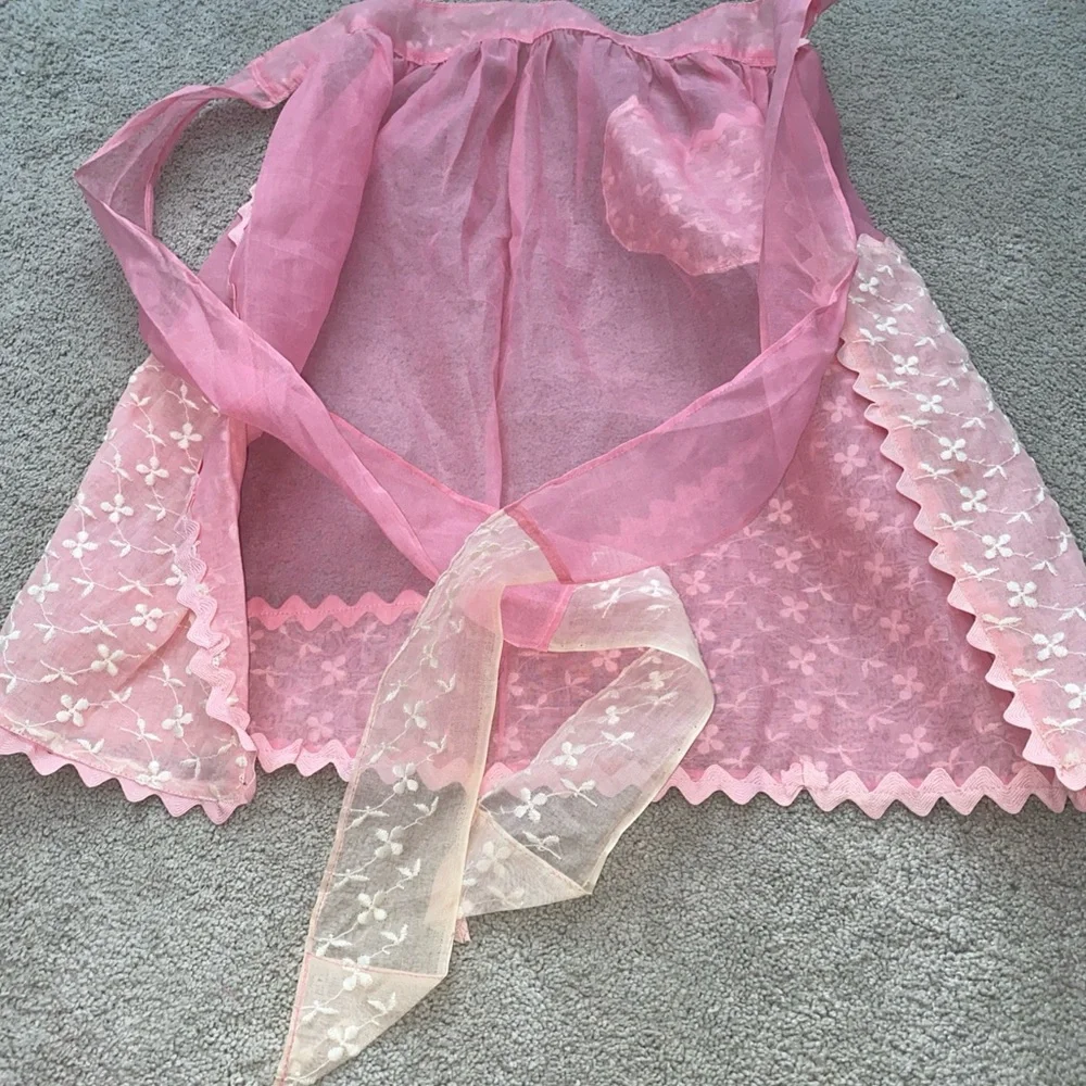 Vintage‎ Organza Pink Women’s Half Waist Kitchen Apron